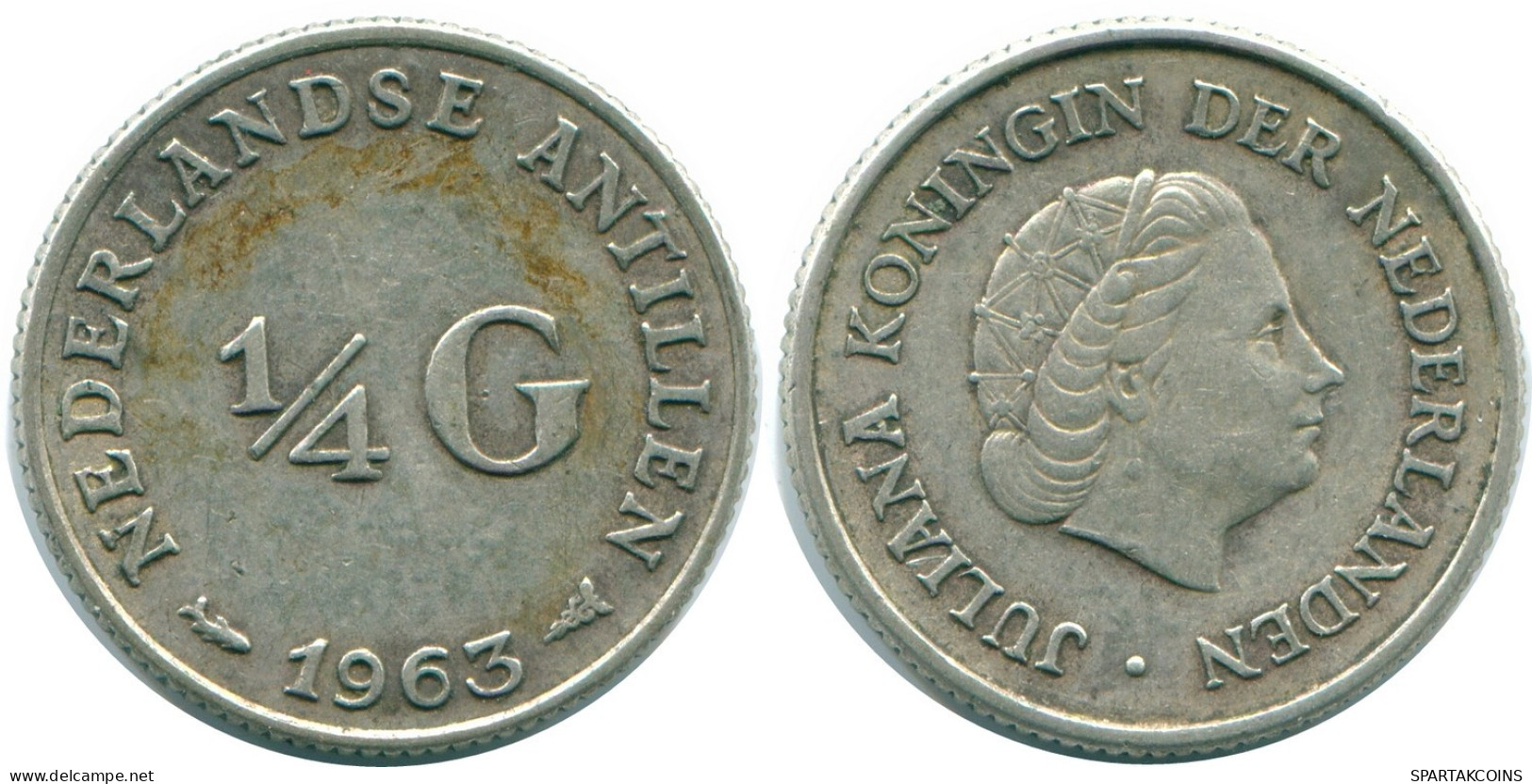 1/4 GULDEN 1963 ANTILLAS NEERLANDESAS PLATA Colonial Moneda #NL11262.4.E.A - Antille Olandesi