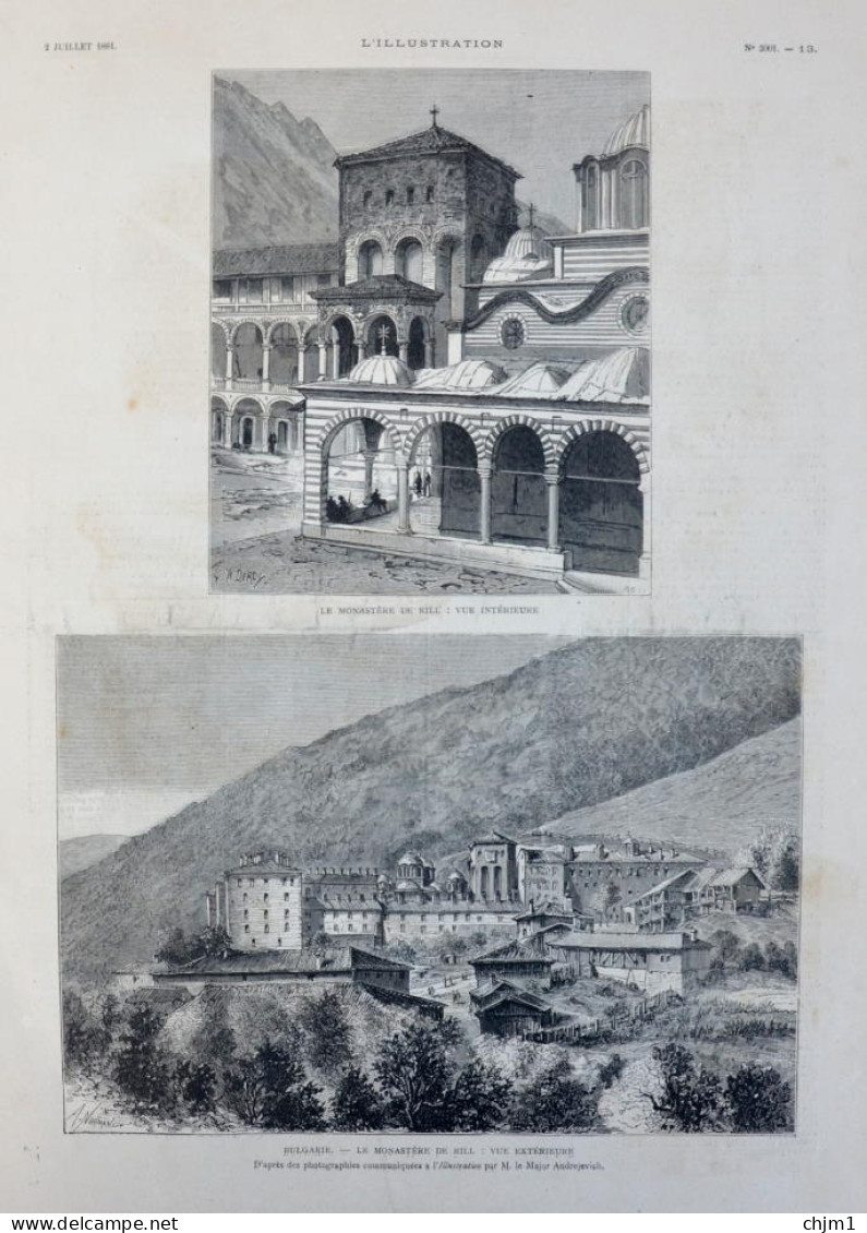 Bulgarie - Le Monastère De Rill - Page Originale 1881 - Historische Dokumente