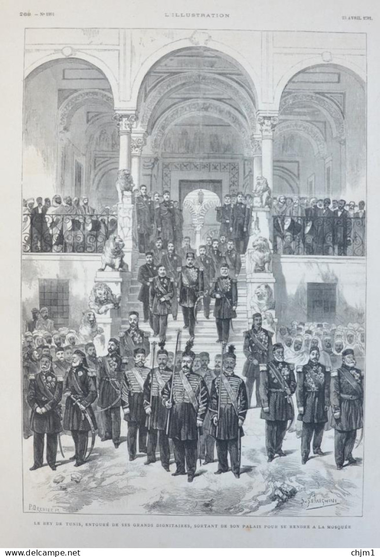 Le Bey De Tunis Sortant De Son Palais - Page Originale 1881 - Historische Dokumente