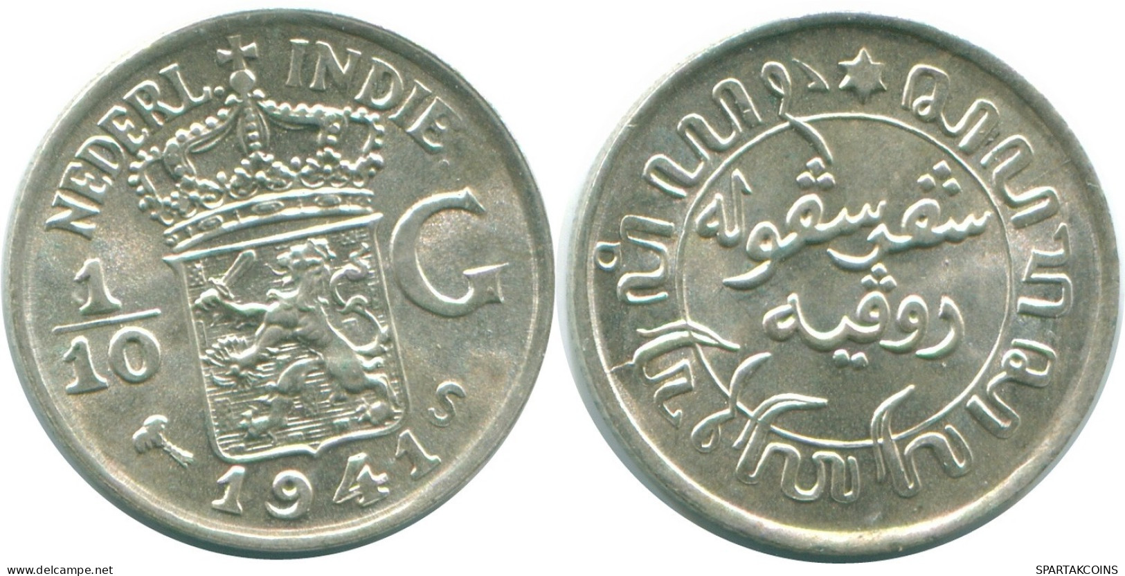 1/10 GULDEN 1941 S NETHERLANDS EAST INDIES SILVER Colonial Coin #NL13707.3.U.A - Niederländisch-Indien