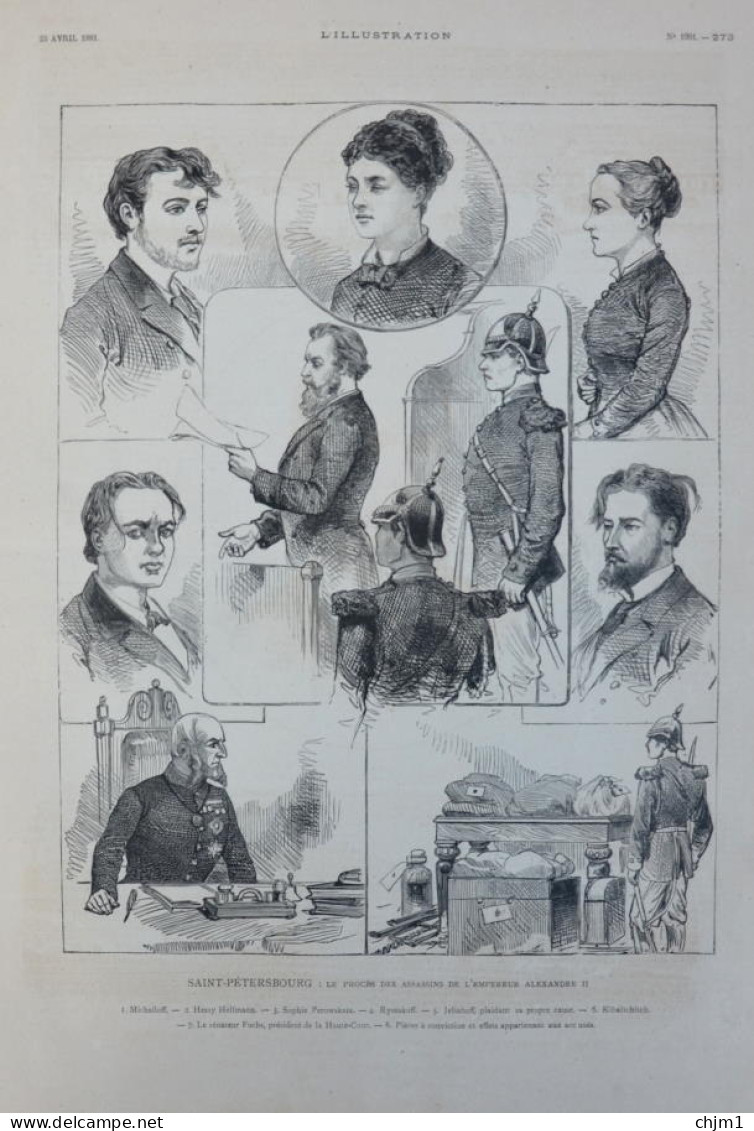 Saint Pétersbourg -le Procès Des Assassins De L'empereur Alexandre II - Page Originale 1881 - Historical Documents