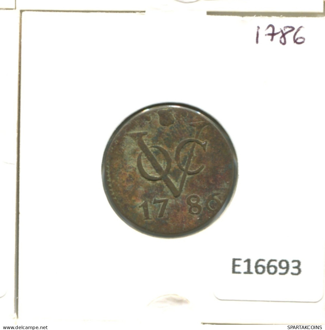 1786 UTRECHT VOC DUIT IINDES NÉERLANDAIS NETHERLANDS NEW YORK COLONIAL PENNY #E16693.8.F.A - Indie Olandesi