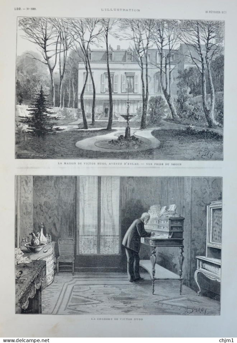 La Maison De Victor Hugo, Avenue D'Eylau - La Chambre De Victor Hugo - Page Originale 1881 - Historical Documents