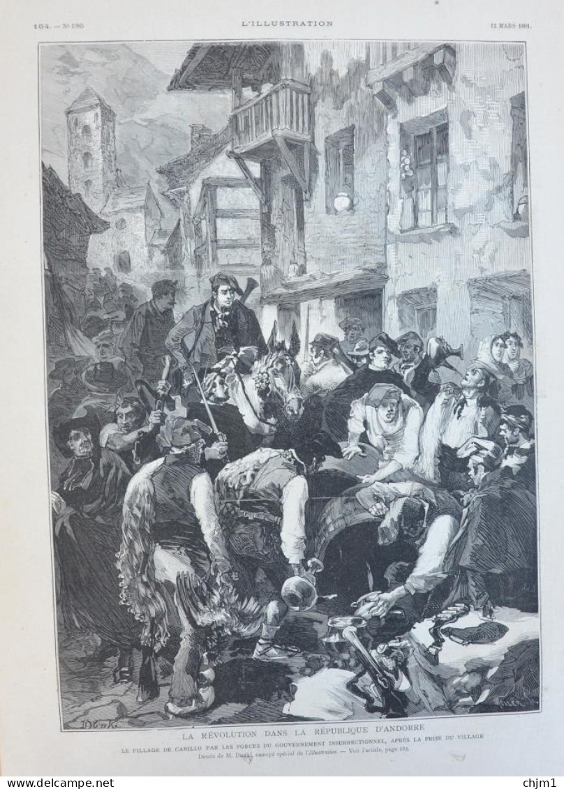 La Révolution Dans La République D'Andorre - Le Pillage De Canillo - Andorra - Page Originale 1881 - Documents Historiques