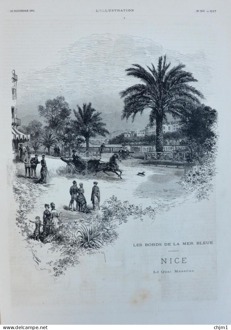 Nice- Le Quai Masséna - Nizza - Page Originale 1881 - Historical Documents