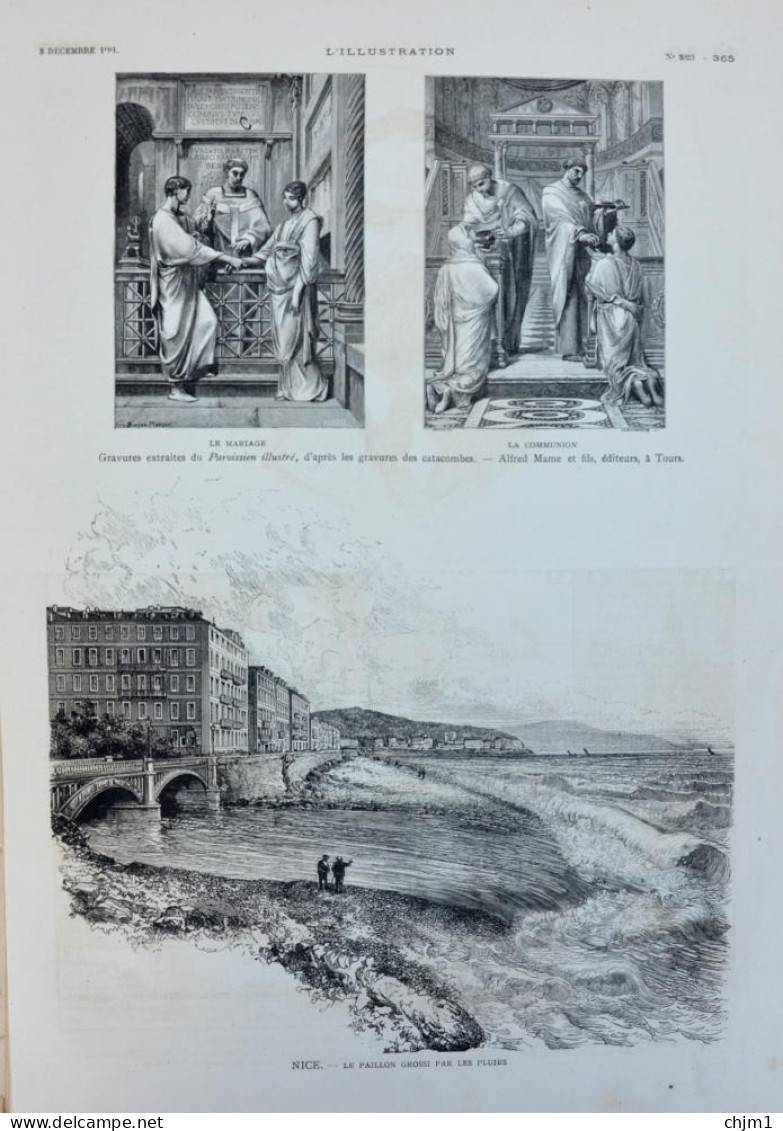 Nice- Le Paillon Grossi Par Les Pluies - Nizza - Page Originale 1881 - Historical Documents