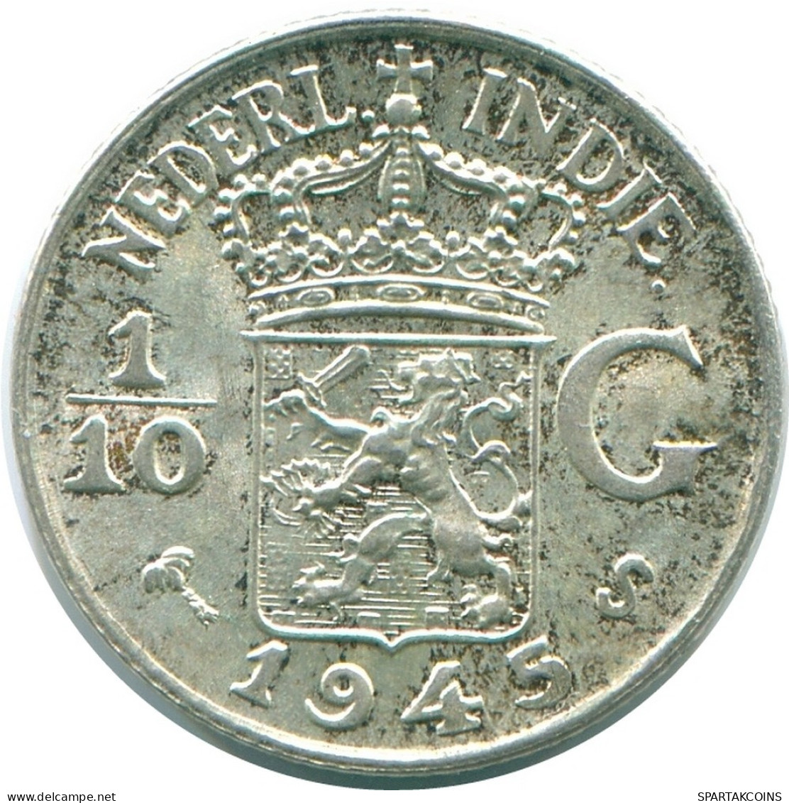 1/10 GULDEN 1945 S NETHERLANDS EAST INDIES SILVER Colonial Coin #NL14107.3.U.A - Nederlands-Indië