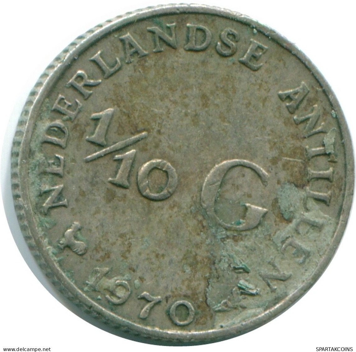 1/10 GULDEN 1970 ANTILLES NÉERLANDAISES ARGENT Colonial Pièce #NL13095.3.F.A - Antille Olandesi
