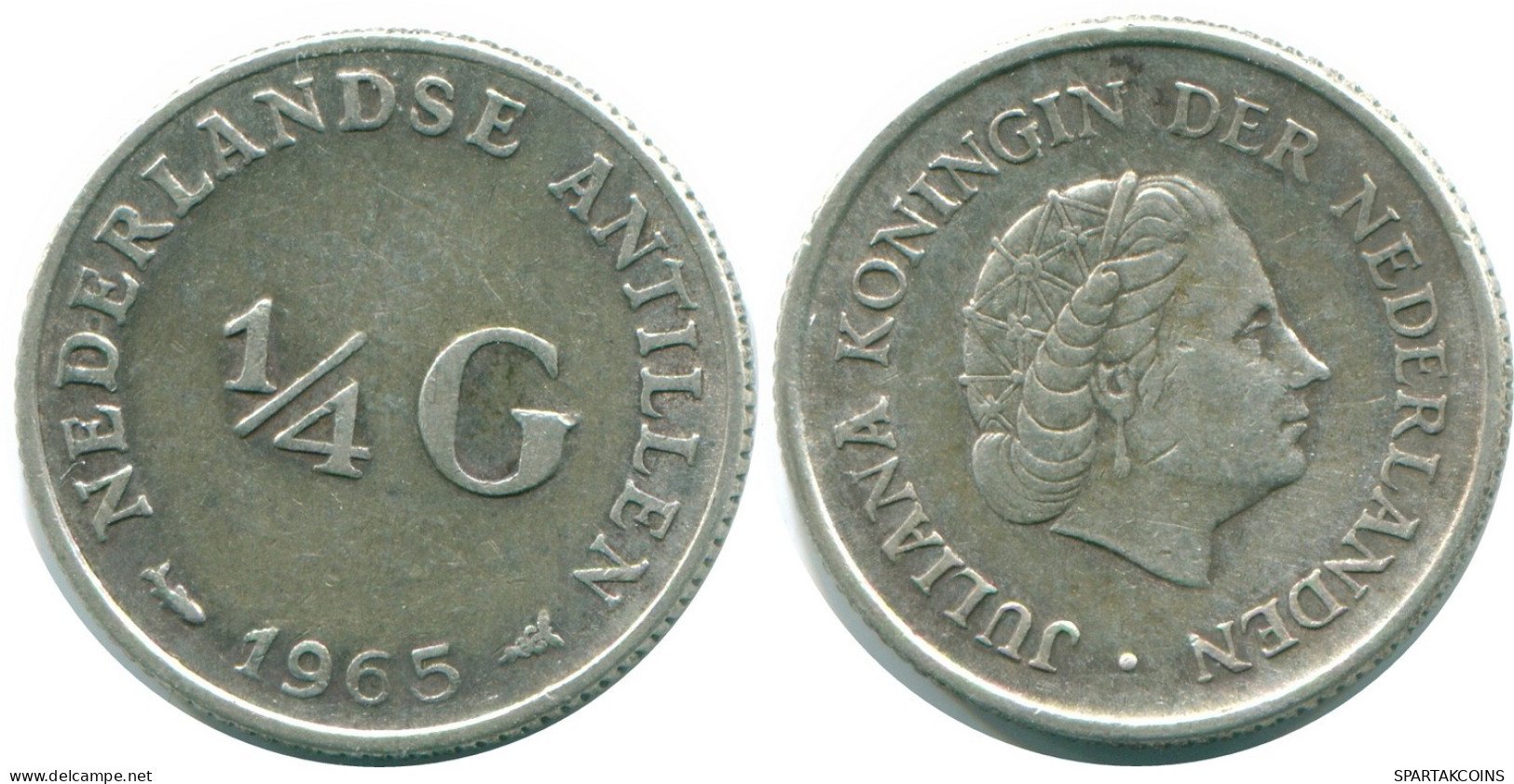 1/4 GULDEN 1965 NIEDERLÄNDISCHE ANTILLEN SILBER Koloniale Münze #NL11398.4.D.A - Antille Olandesi