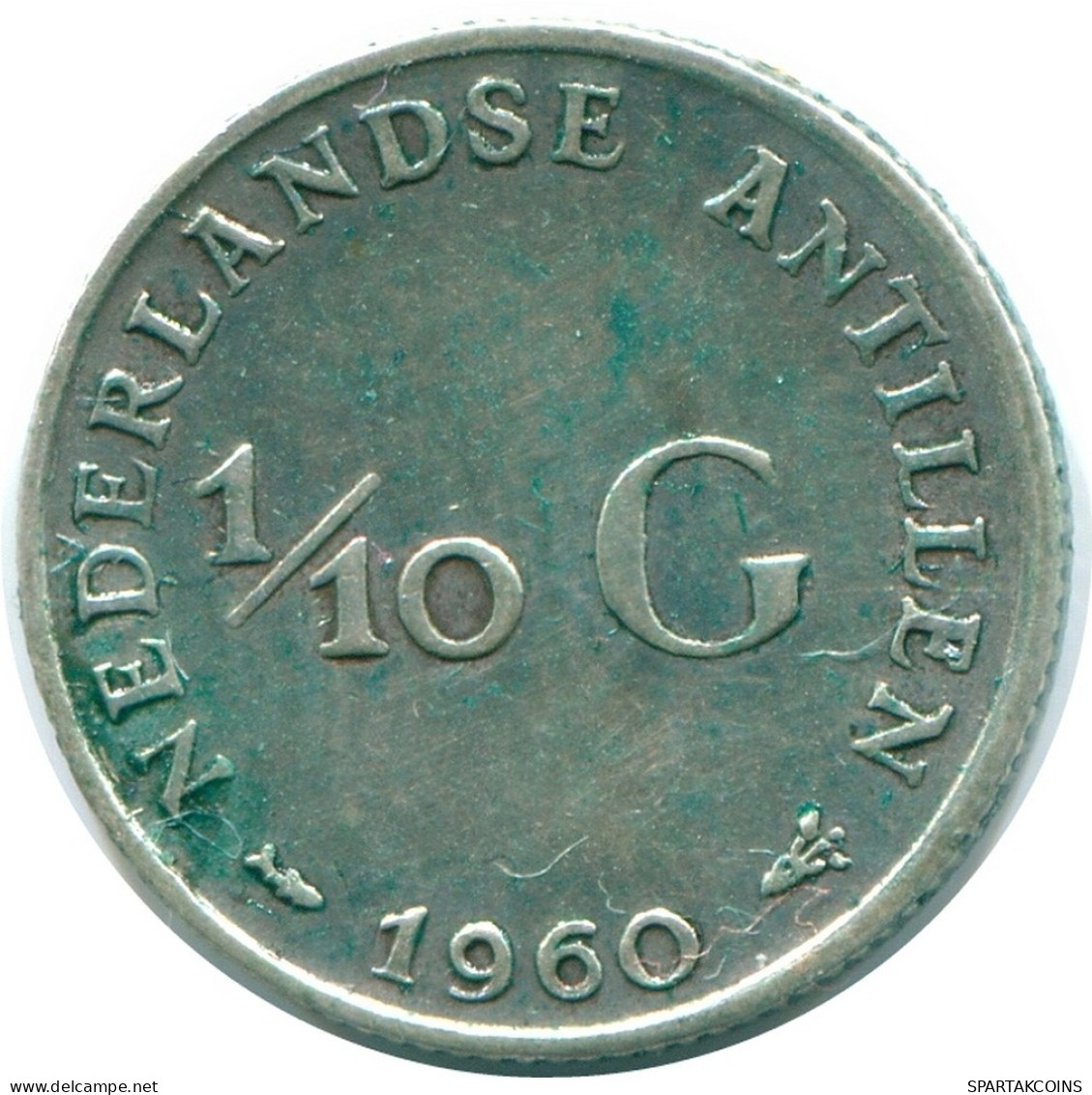 1/10 GULDEN 1960 NETHERLANDS ANTILLES SILVER Colonial Coin #NL12279.3.U.A - Niederländische Antillen