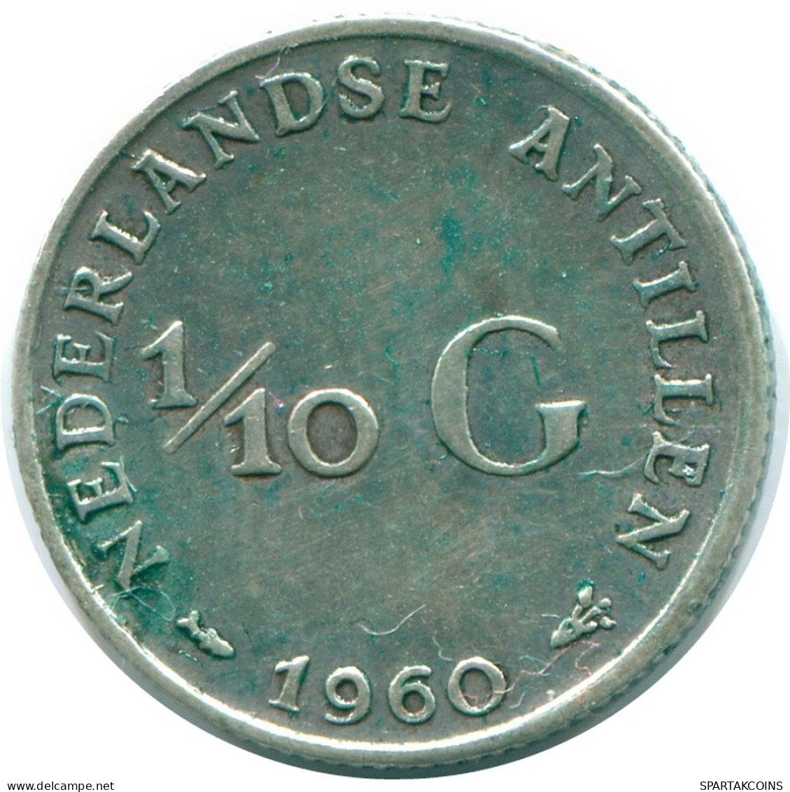 1/10 GULDEN 1960 NETHERLANDS ANTILLES SILVER Colonial Coin #NL12279.3.U.A - Nederlandse Antillen