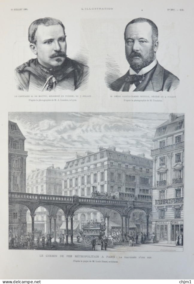Le Chemin De Fer Métropolitain à Paris, La Traversée D'une Rue - Page Originale 1881 - Documents Historiques