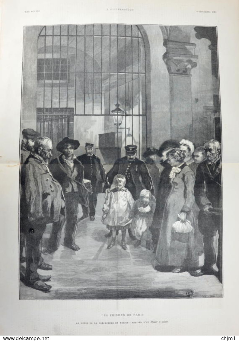 Les Prisons De Paris - Le Dépot De Préfecture De Police - Arrivé D'un Panier à Salade - Page Originale Double 1881 - Historical Documents