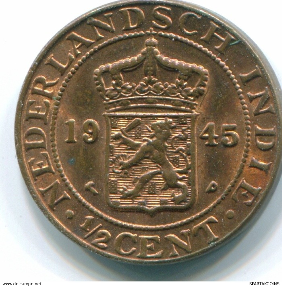 1/2 CENT 1945 NIEDERLANDE OSTINDIEN INDONESISCH Koloniale Münze #S13091.D.A - Indes Neerlandesas