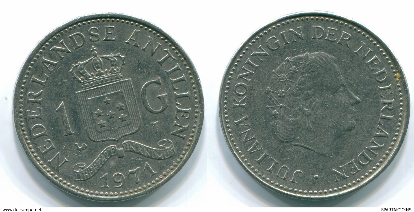 1 GULDEN 1971 ANTILLAS NEERLANDESAS Nickel Colonial Moneda #S11998.E.A - Nederlandse Antillen