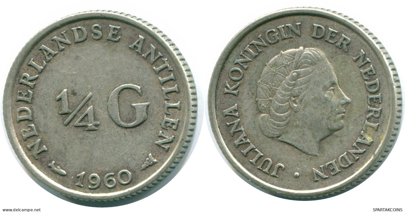 1/4 GULDEN 1960 ANTILLAS NEERLANDESAS PLATA Colonial Moneda #NL11055.4.E.A - Antillas Neerlandesas