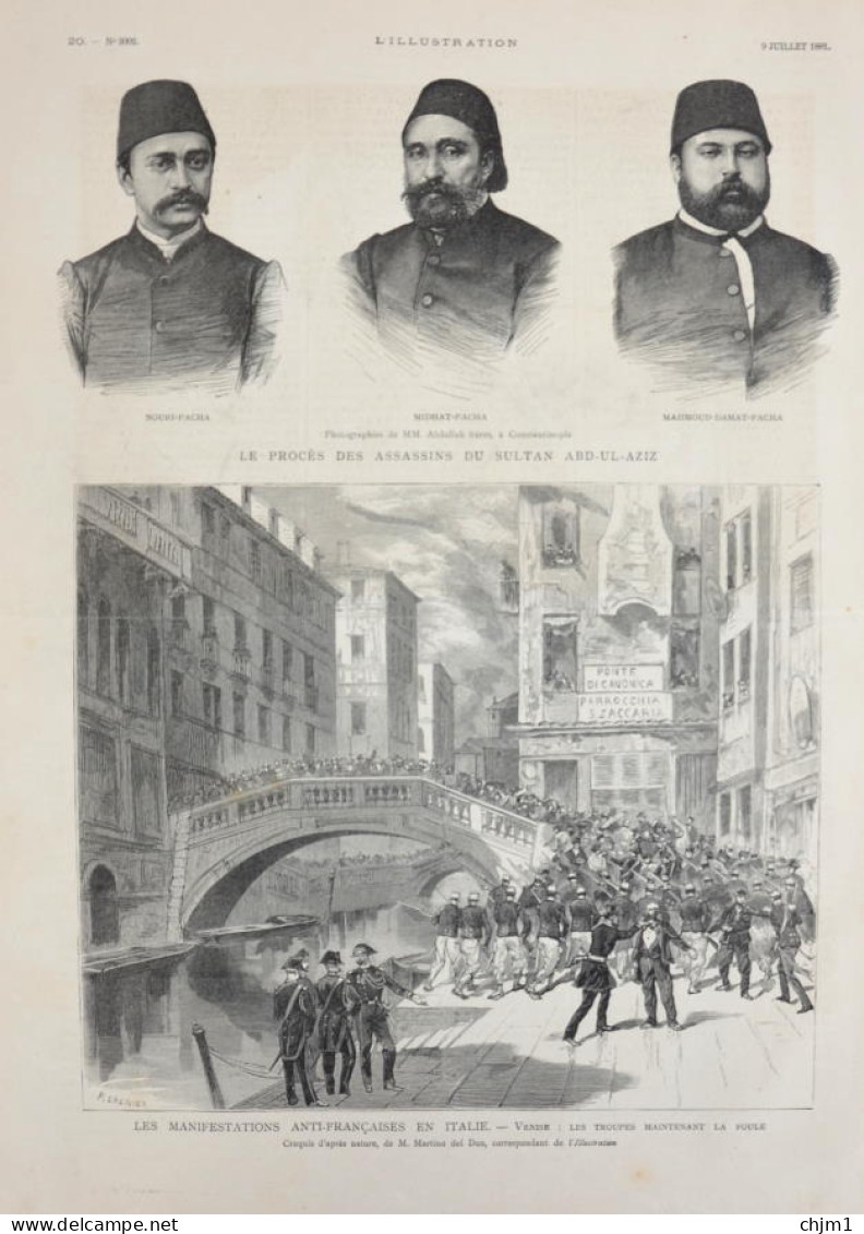 Le Procès Des Assassins Du Sultan Abd-Ul-Aziz - Midhat-Pacha - Nouri-Pacha - Page Originale 1881 - Documents Historiques