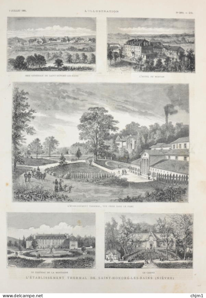 L'établissement Thermal De Saint-Honoré-les-Bains (Nièvre) - L'hôtel Du Morvan - Page Originale 1881 - Documents Historiques