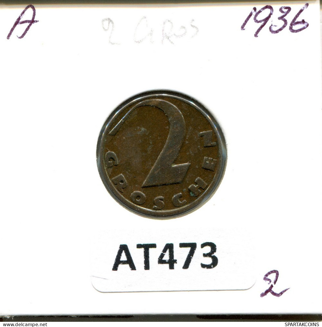 2 GROSCHEN 1936 AUSTRIA Coin #AT473.U.A - Austria