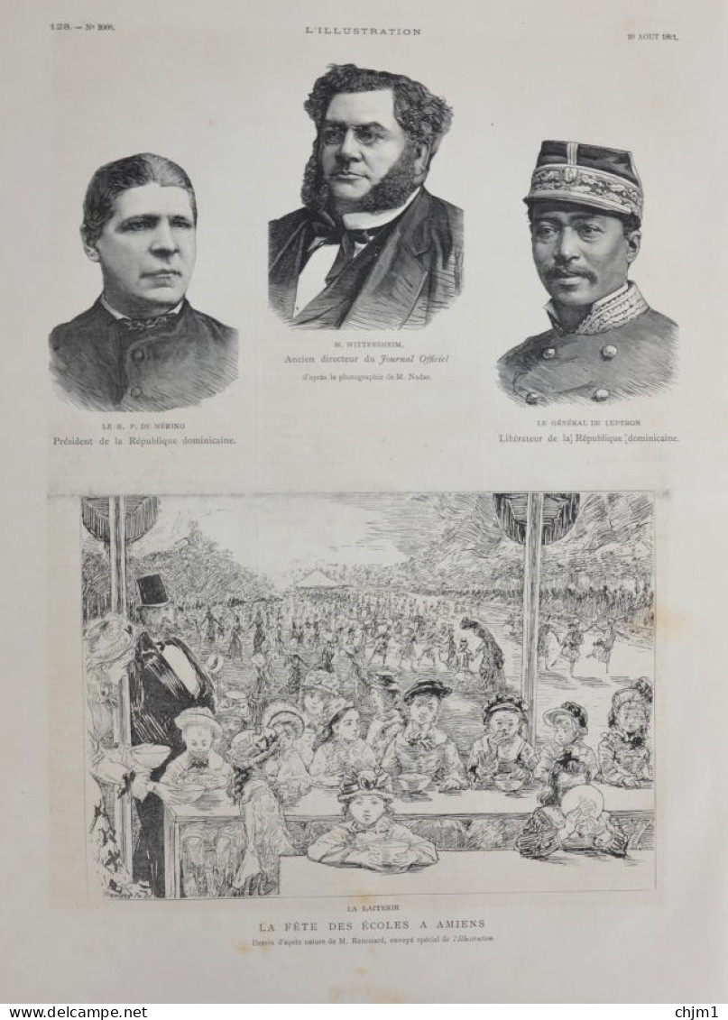 Le R. P. De Merino, Président De La République Dominicaine - Gén. De Luperon - Page Originale 1881 - Documents Historiques