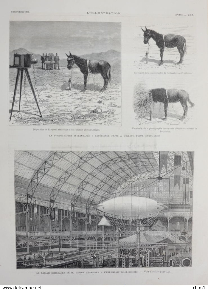 Le Ballon Dirigeable De M. Gaston Tissandier - Photographie Instantanée - Page Originale 1881 - Historical Documents