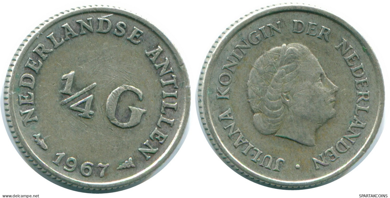 1/4 GULDEN 1967 NIEDERLÄNDISCHE ANTILLEN SILBER Koloniale Münze #NL11582.4.D.A - Antillas Neerlandesas