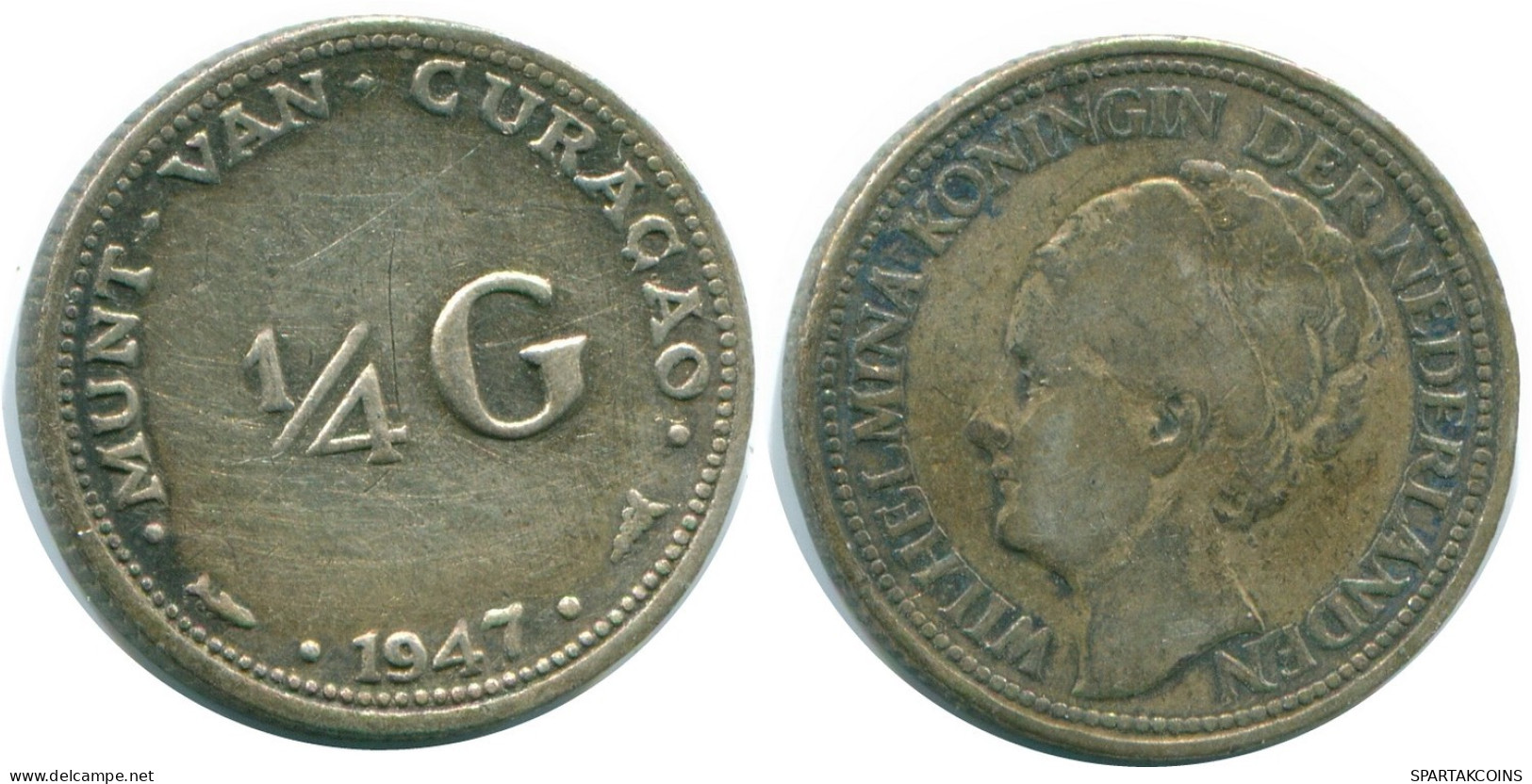 1/4 GULDEN 1947 CURACAO NÉERLANDAIS NETHERLANDS ARGENT Colonial Pièce #NL10786.4.F.A - Curacao