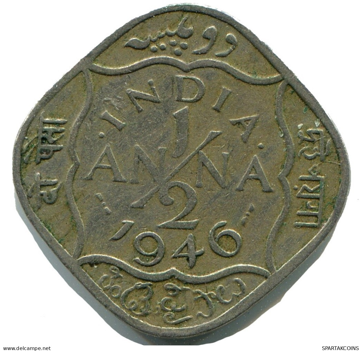 1/2 ANNA 1946 INDIA-BRITISH Moneda #AY962.E.A - Indien