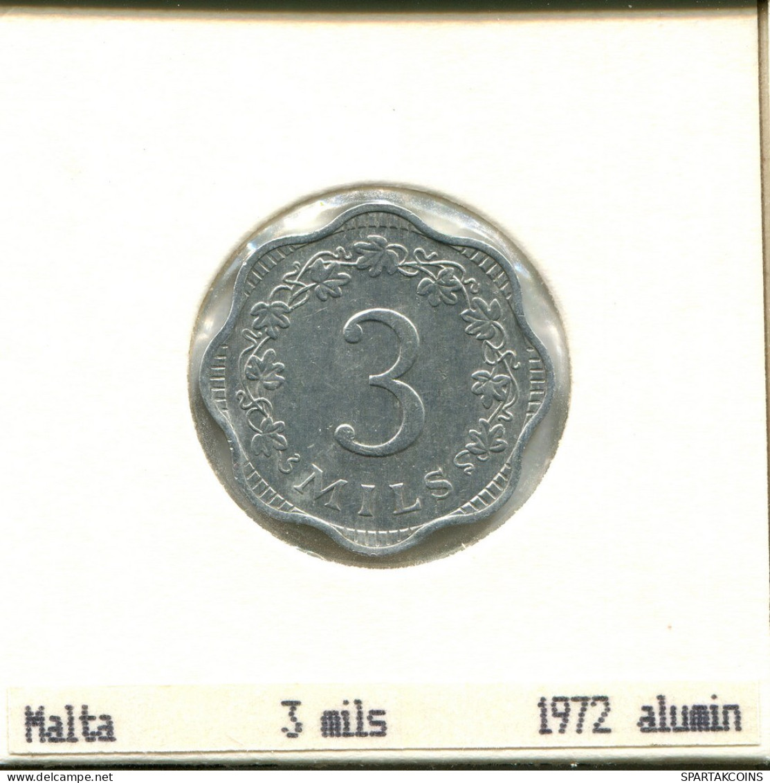 3 MILS 1972 MALTA Münze #AS642.D.A - Malte