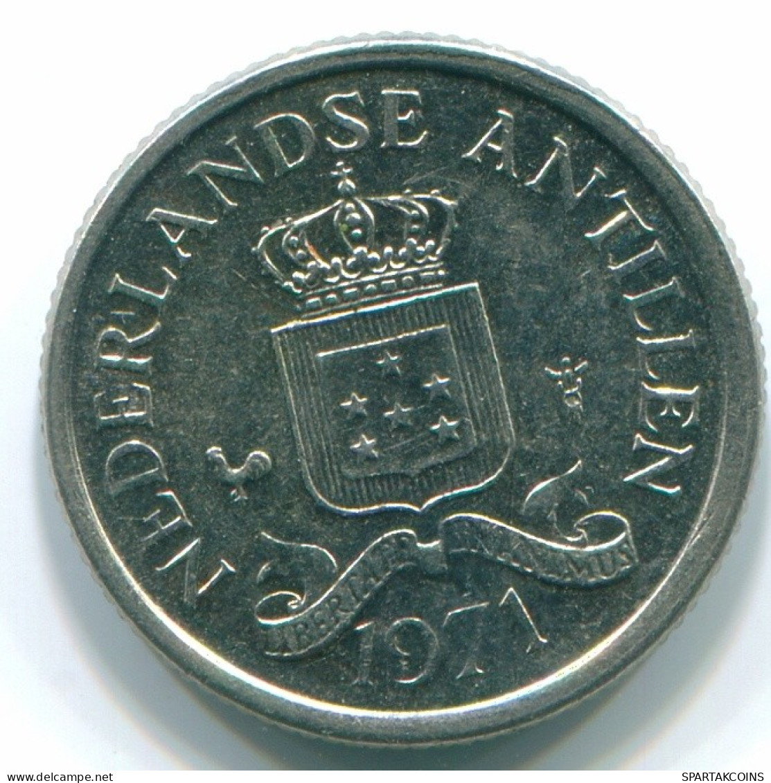 10 CENTS 1971 NETHERLANDS ANTILLES Nickel Colonial Coin #S13411.U.A - Nederlandse Antillen