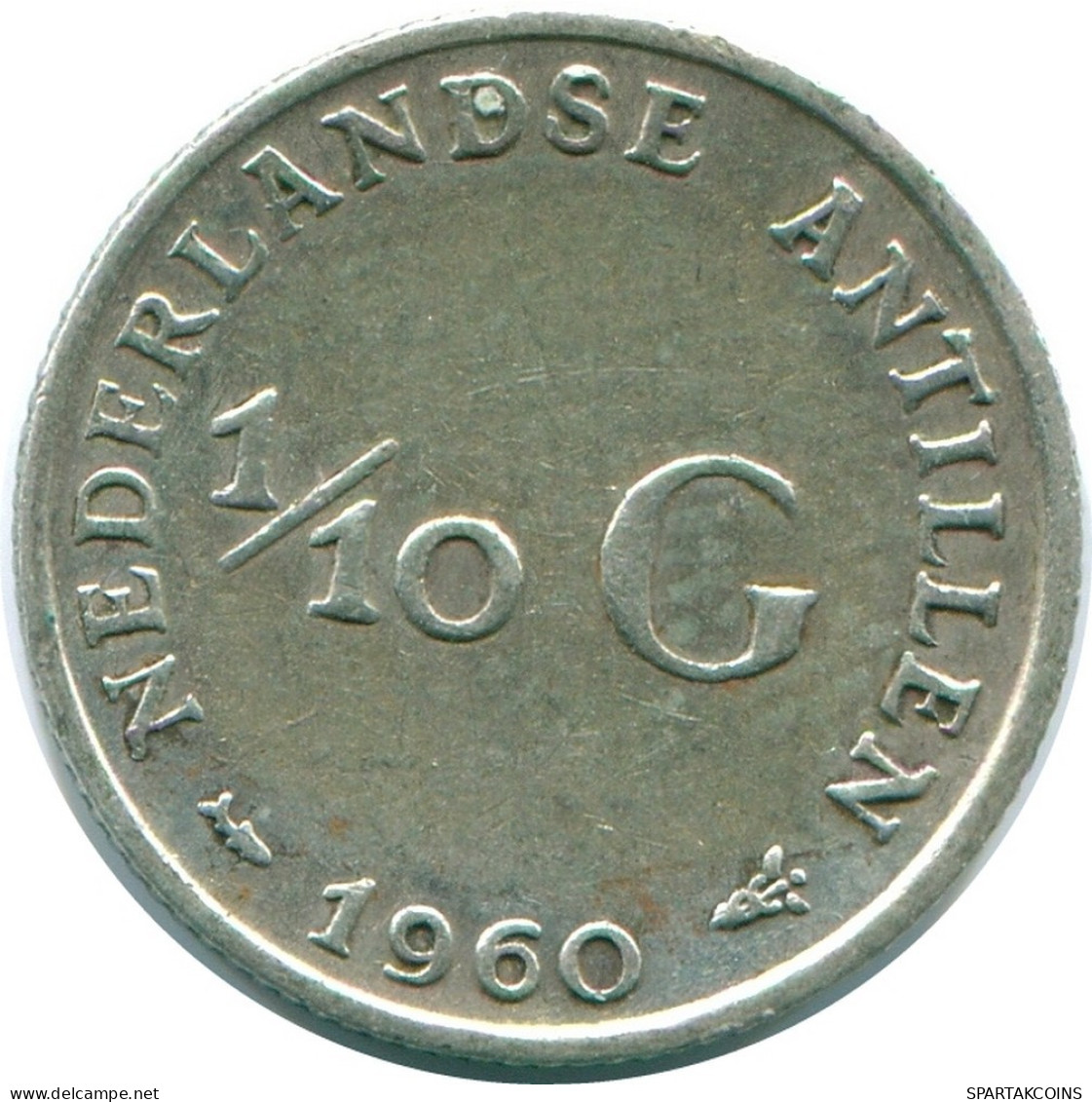 1/10 GULDEN 1960 ANTILLES NÉERLANDAISES ARGENT Colonial Pièce #NL12295.3.F.A - Antilles Néerlandaises