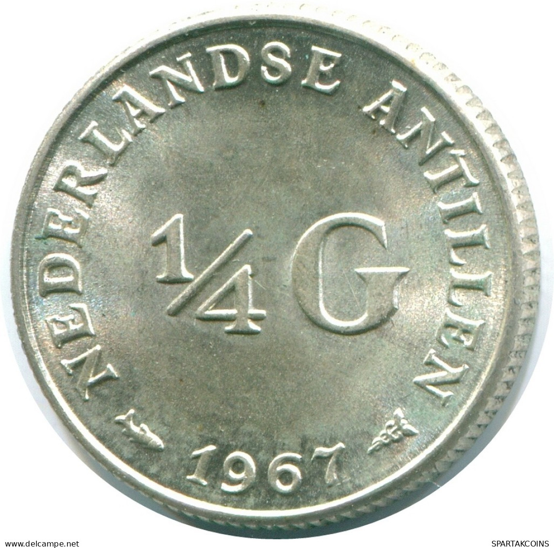 1/4 GULDEN 1967 ANTILLES NÉERLANDAISES ARGENT Colonial Pièce #NL11465.4.F.A - Antilles Néerlandaises