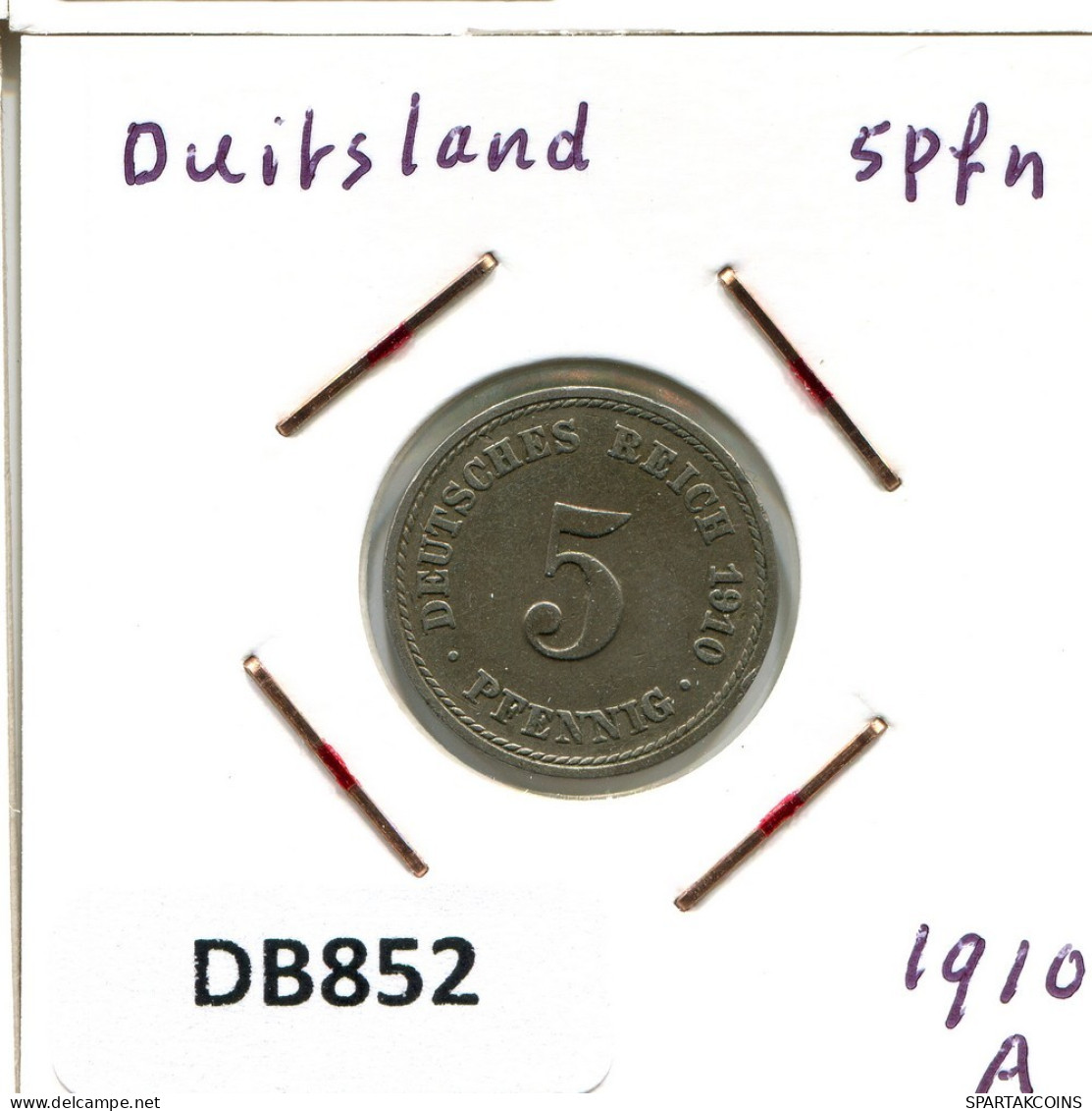 5 PFENNIG 1910 A ALEMANIA Moneda GERMANY #DB852.E.A - 5 Pfennig