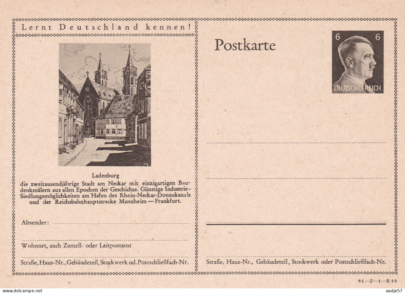 Ladenburg /Neckar, Strassenpartie Mit Kirche Reichsbahnhauptstrecke Mannheim - Frankfurt - Cartes Postales