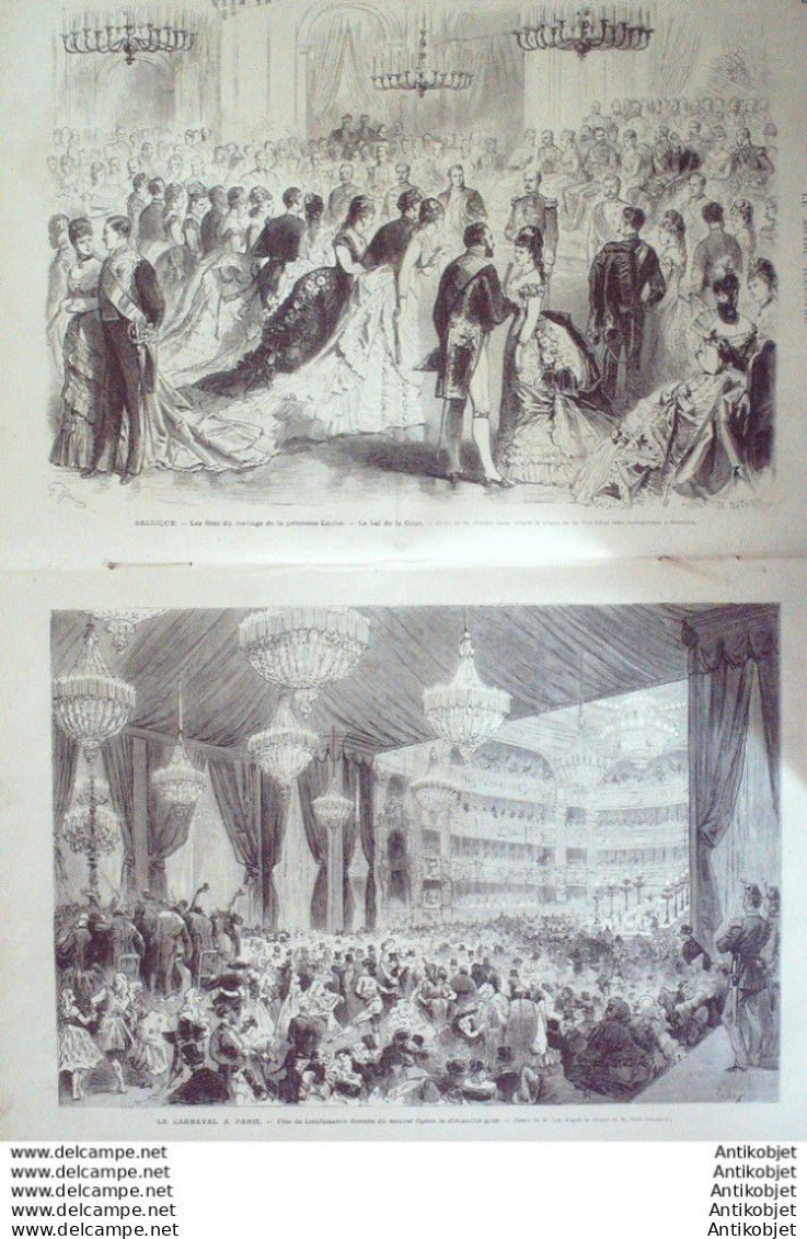 Le Monde Illustré 1875 N°931 Belgique Bruxelles Mariage Princier Le Mans (72) Solesme (59) Italie Rome Carnaval - 1850 - 1899