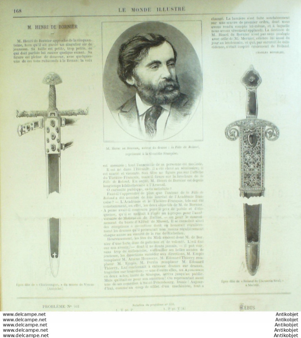 Le Monde Illustré 1875 N°934 Espagne Lacar Lorca Roland Armeaia Hong Kong  Reims (51) Epées Charlemagne - 1850 - 1899