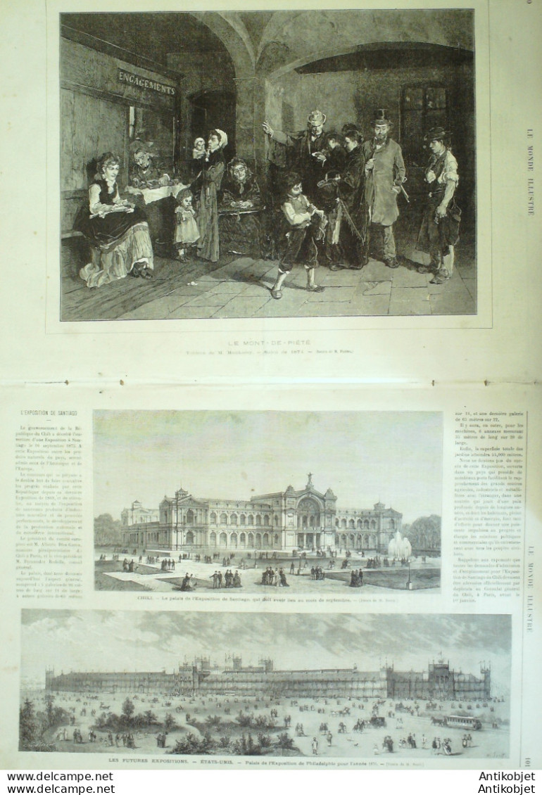 Le Monde Illustré 1875 N°930 Chine Tonkin Haî-Phon Monaco (98) Chili Santiago Philadelphie - 1850 - 1899