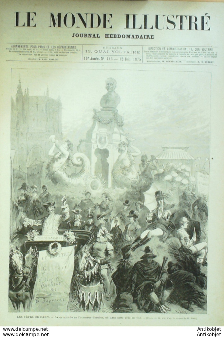 Le Monde Illustré 1875 N°948 Caen (14) Ville D'Avray (92) Rouen (76) Italie Ferrare Angleterre Londres Hyde Park - 1850 - 1899