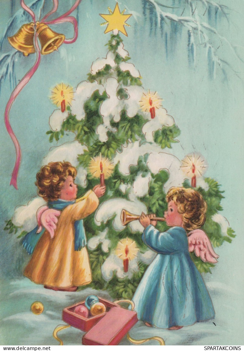 ENGEL WEIHNACHTSFERIEN Feiern & Feste Vintage Ansichtskarte Postkarte CPSM #PAH432.A - Angels