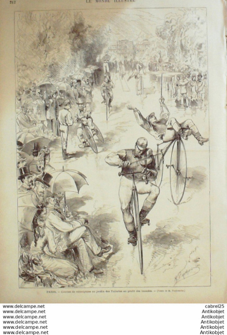 Le Monde Illustré 1875 N°964 Varrennes (03) Vernon (28) Malesherbes (45) St Chinian (34) Vélocipèdes - 1850 - 1899