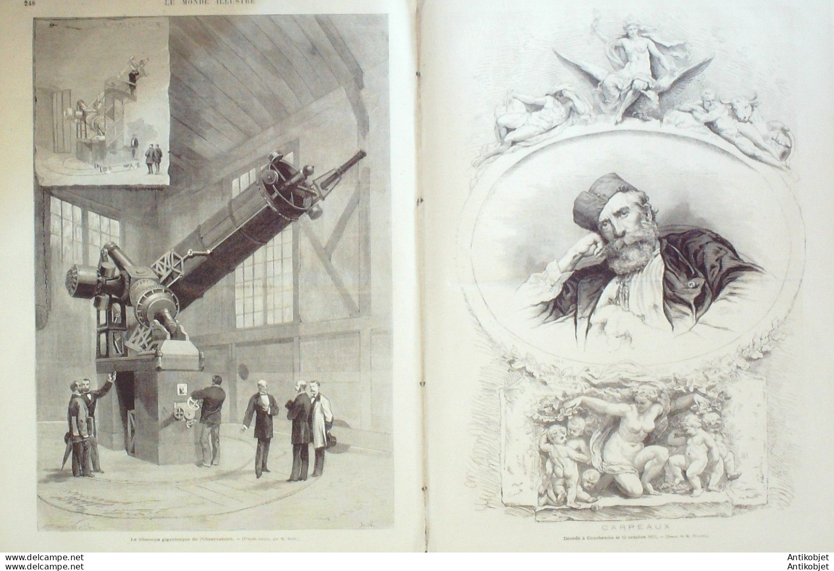 Le Monde Illustré 1875 N°966 Soissons (02) Brest (29) Telescope L'observatoire Carpeaux St-Denis (93) - 1850 - 1899