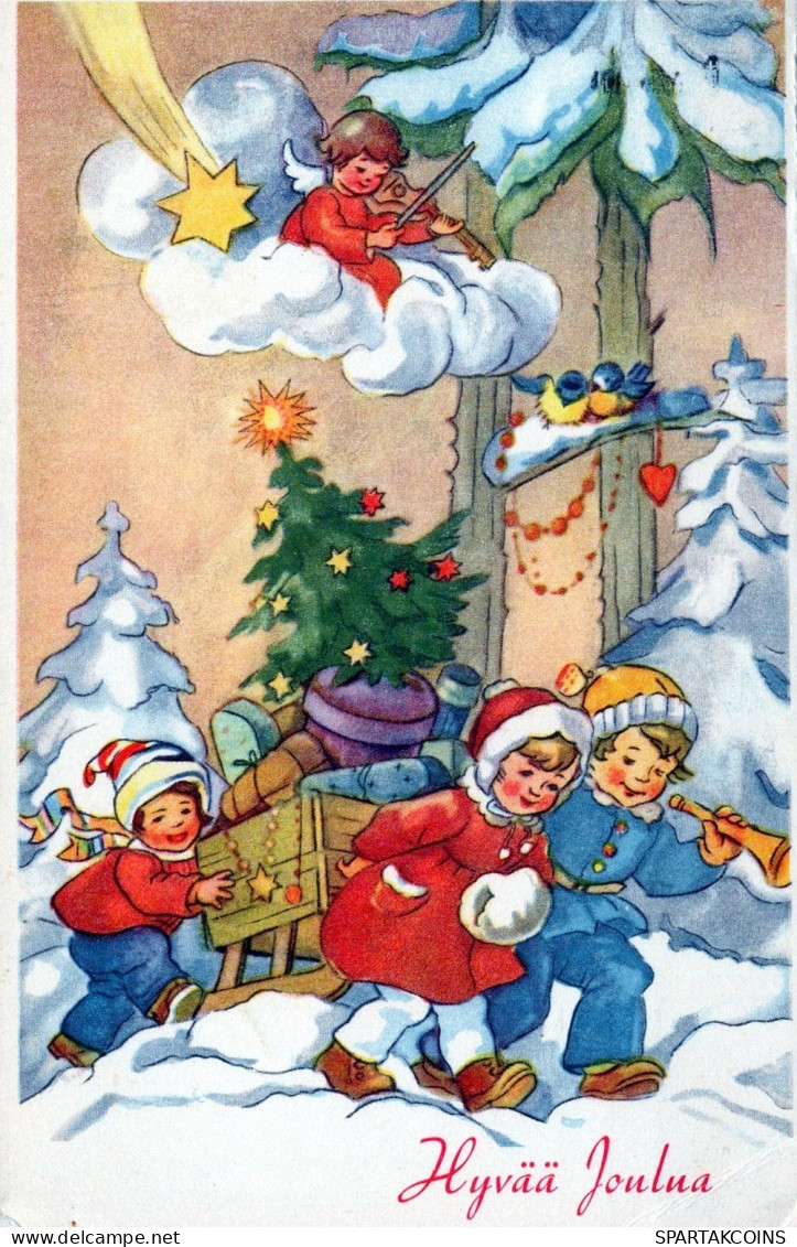 ANGEL CHRISTMAS Holidays Vintage Postcard CPSMPF #PAG863.A - Angels