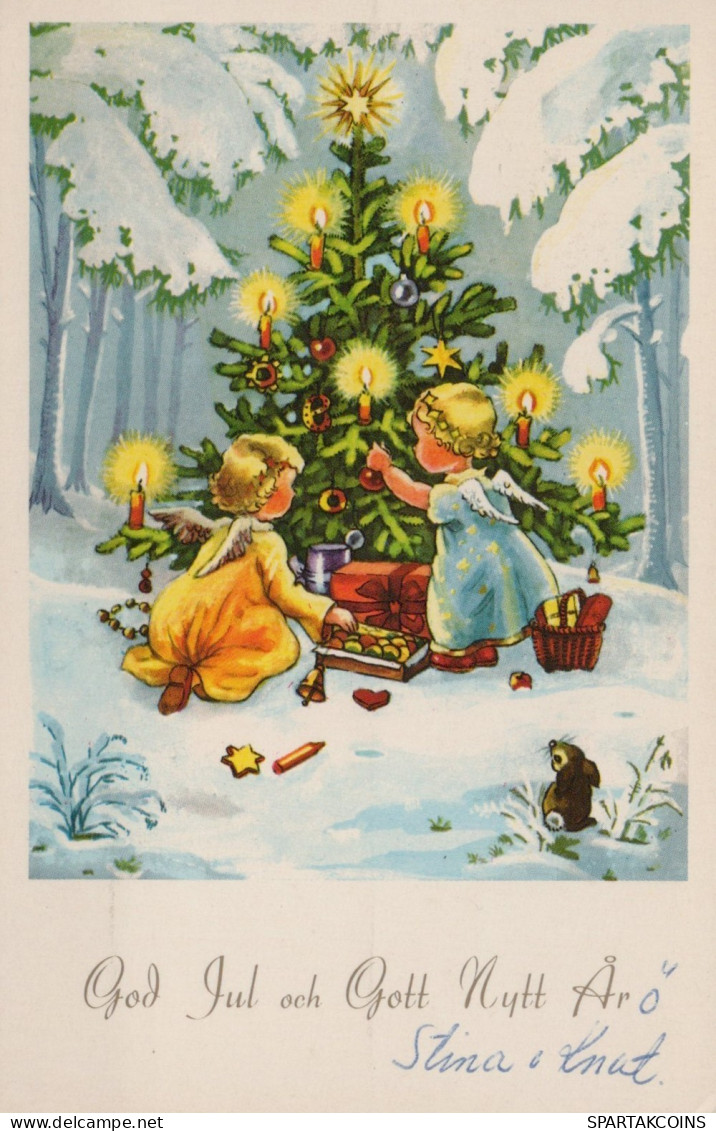 ANGEL CHRISTMAS Holidays Vintage Postcard CPSMPF #PAG728.A - Angels