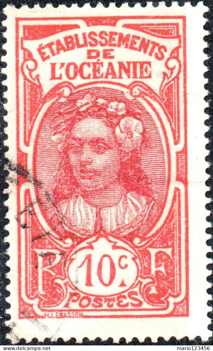 OCEANIA FRANCESE, POLINESIA, FRENCH POLYNASIA, COSTUMI LOCALI, 1926, USATI Mi:FR-OC 54, Scott:FR-OC 28, Yt:FR-OC 49 - Oblitérés