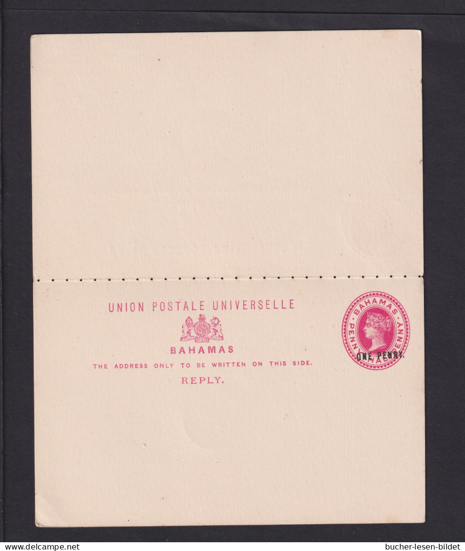 1893 - 1 P. Überdruck-Doppel-Ganzsache (P 4) Ab Bahamas Nach Ulm - 1859-1963 Colonia Británica
