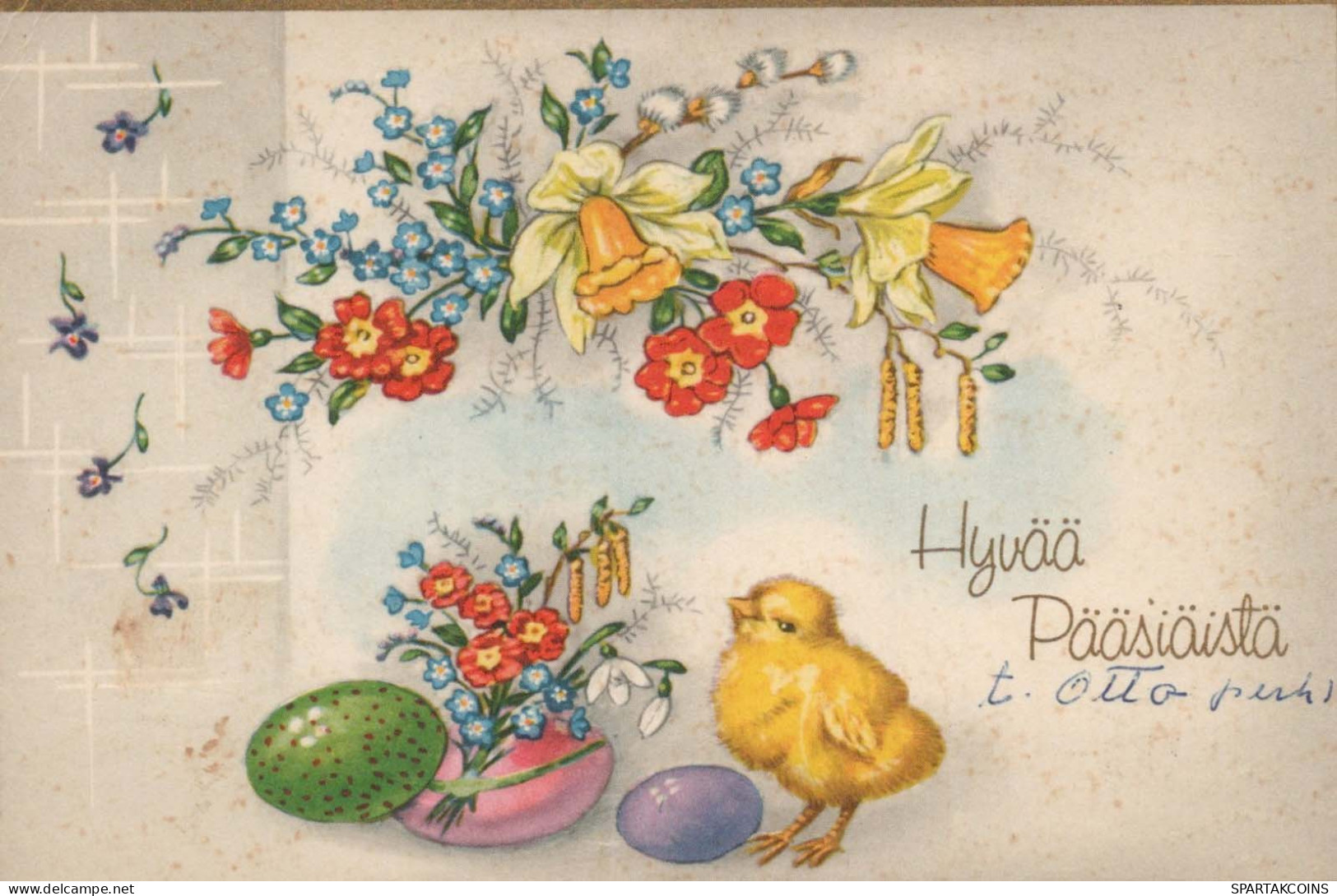 PASQUA POLLO UOVO Vintage Cartolina CPA #PKE428.A - Easter