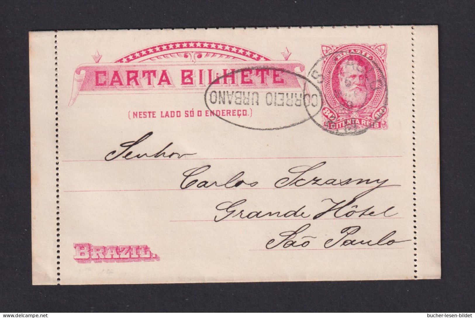 1889 - 80 R. Ganzsache In Sao Paulo Mit Zusätzlichem Oval-Stempel  - Brieven En Documenten