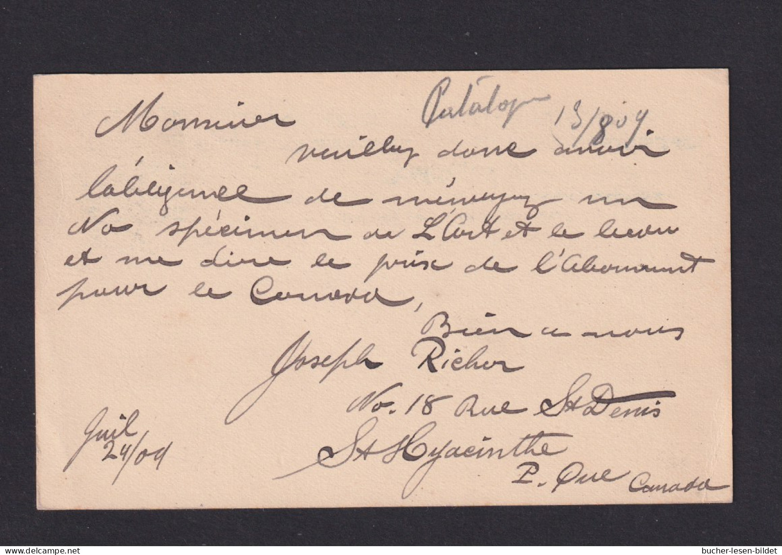 1909 - 2 C. Ganzsache (P 24) Ab HYACINTHE Nach Paris - Briefe U. Dokumente