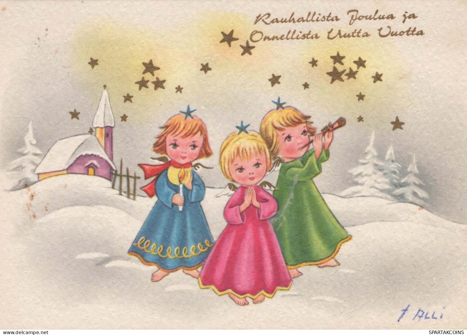 ANGE Bonne Année Noël Vintage Carte Postale CPSM #PAS737.A - Anges