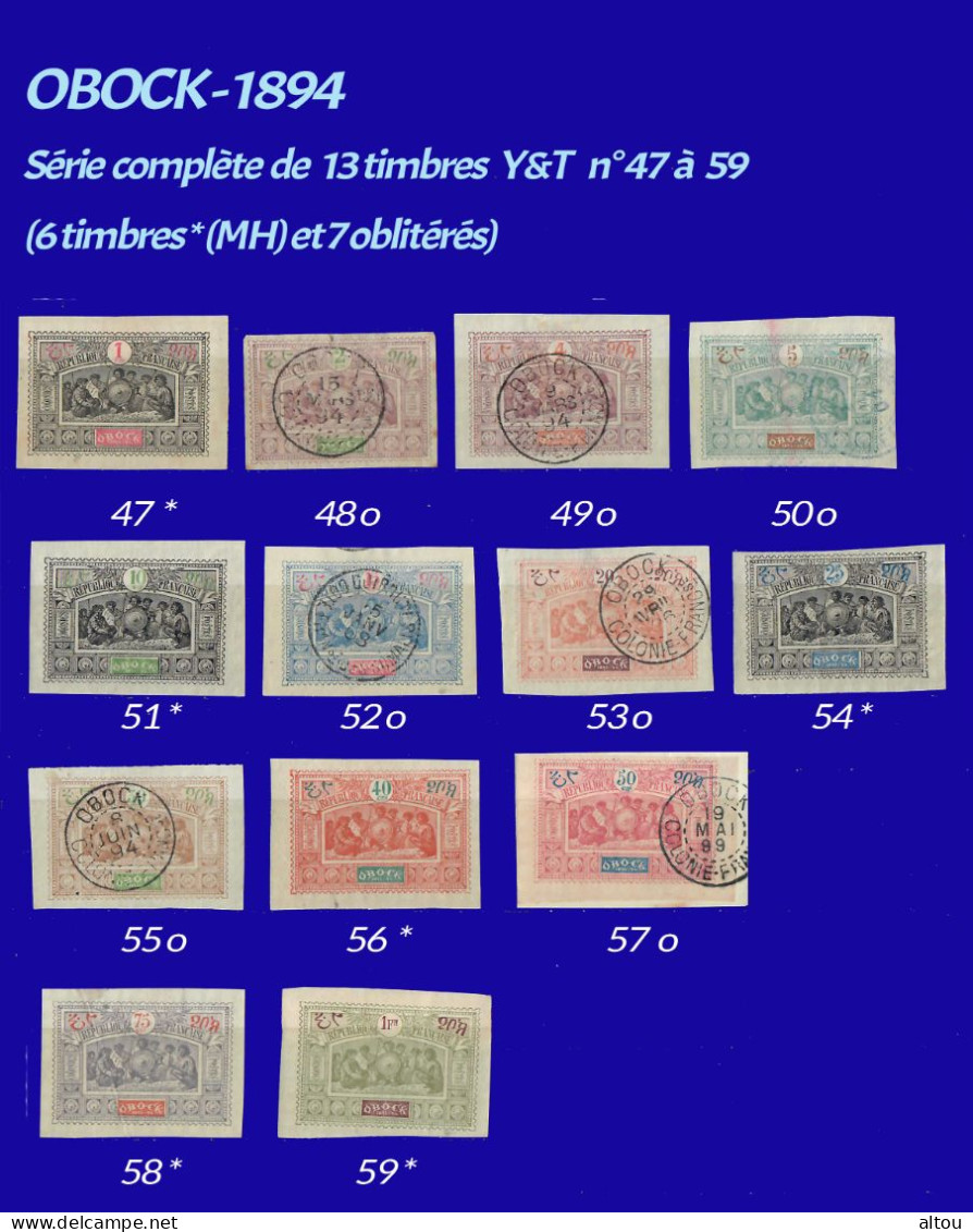 OBOCK 1894 - Série Complète Y&T 47 à 59 (* Et O) - Used Stamps